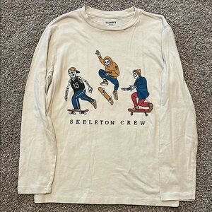 Old Navy Cream Long Sleeve Skeleton Tee